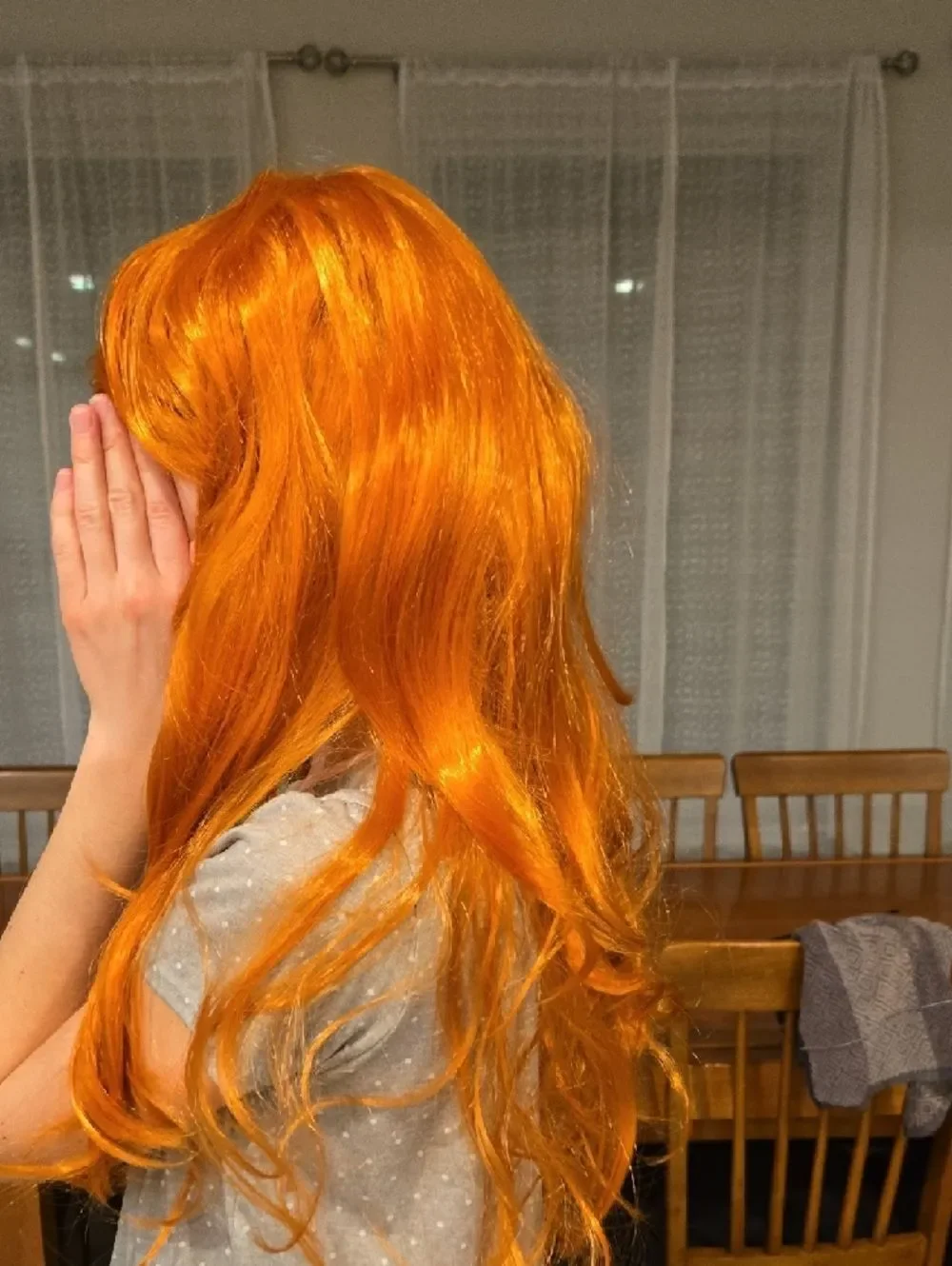 Vibrant Orange Long Wavy Women’s Hair Wig